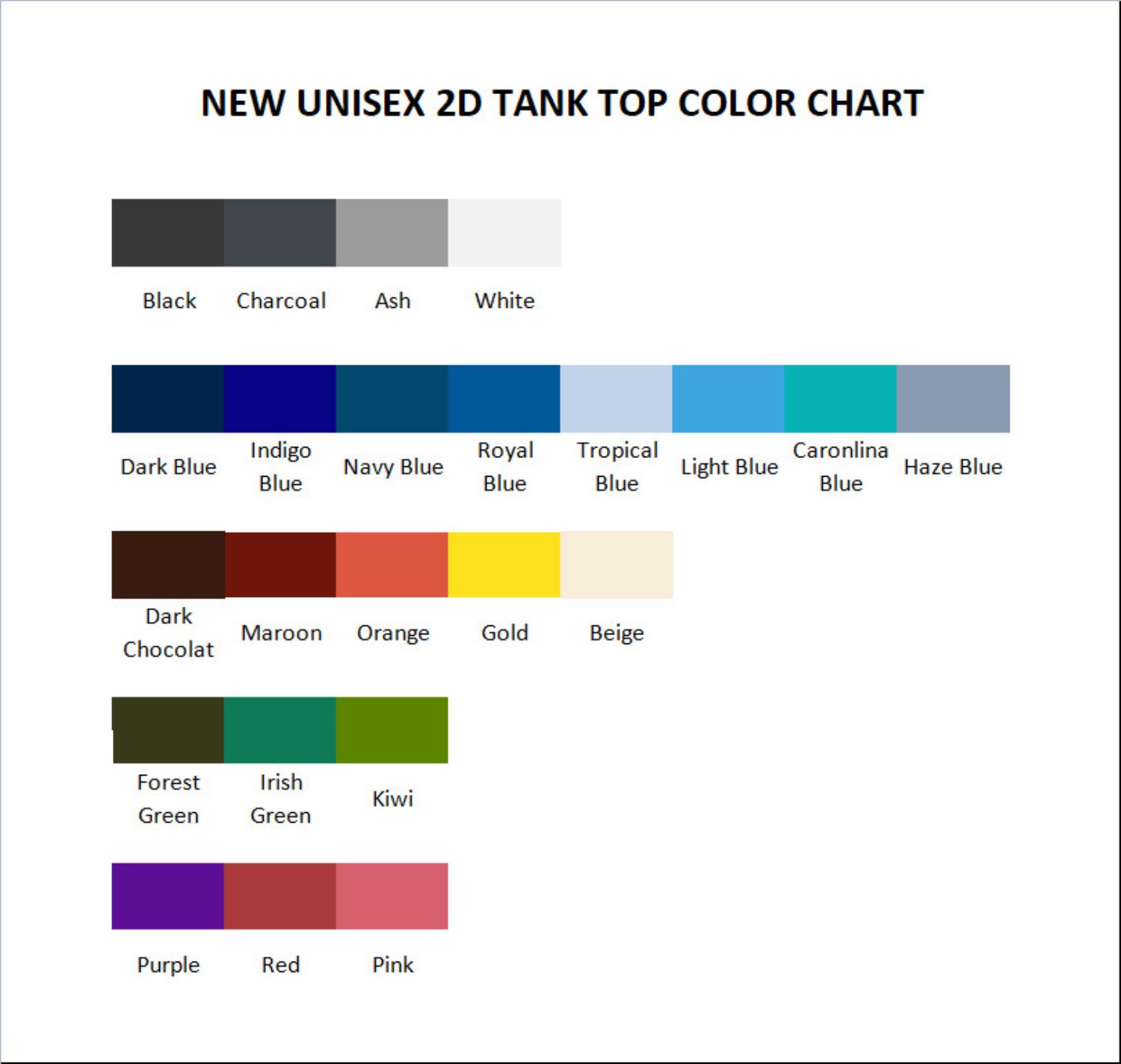 tank top color chart - Betty Boop Merch