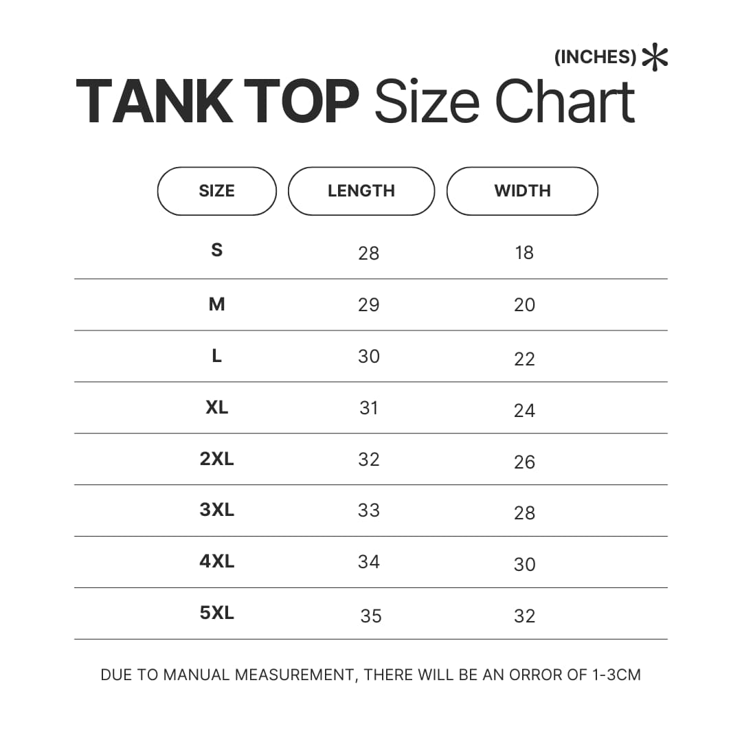 Tank Top Size Chart - Betty Boop Merch