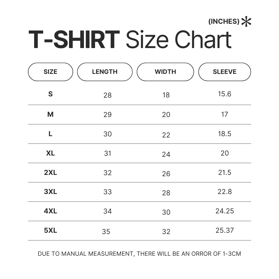 3D T shirt Size Chart - Betty Boop Merch