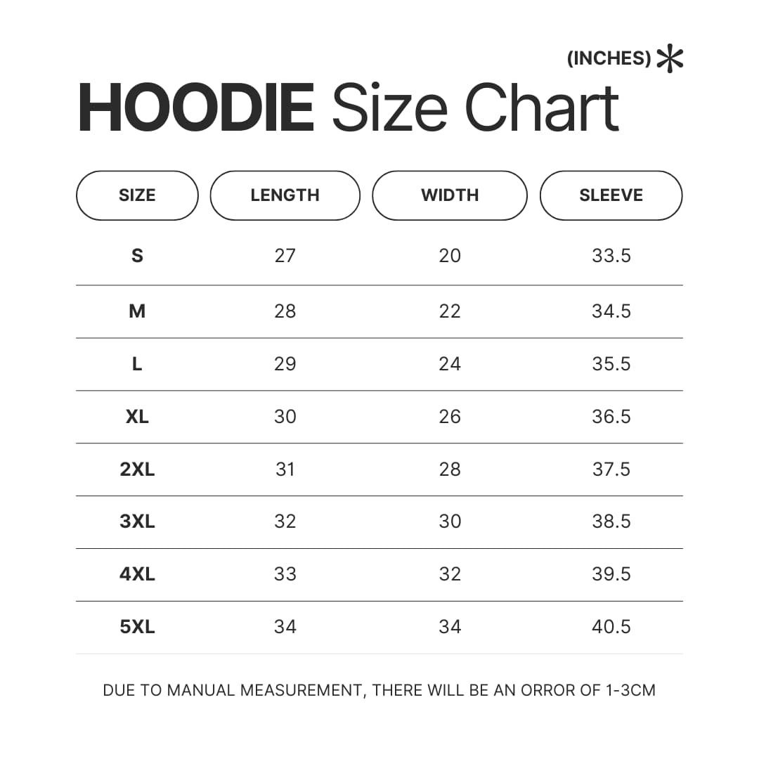 Hoodie Size Chart - Betty Boop Merch