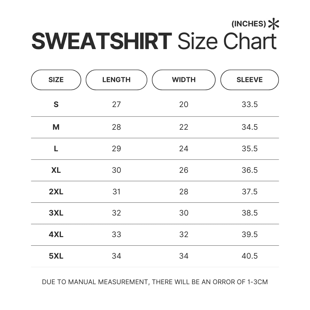 Sweatshirt Size Chart - Betty Boop Merch