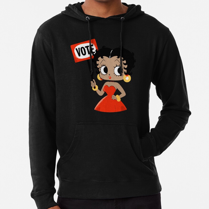 Cute Brown Betty Boop Inspired Vote Design Hoodie - Image 4