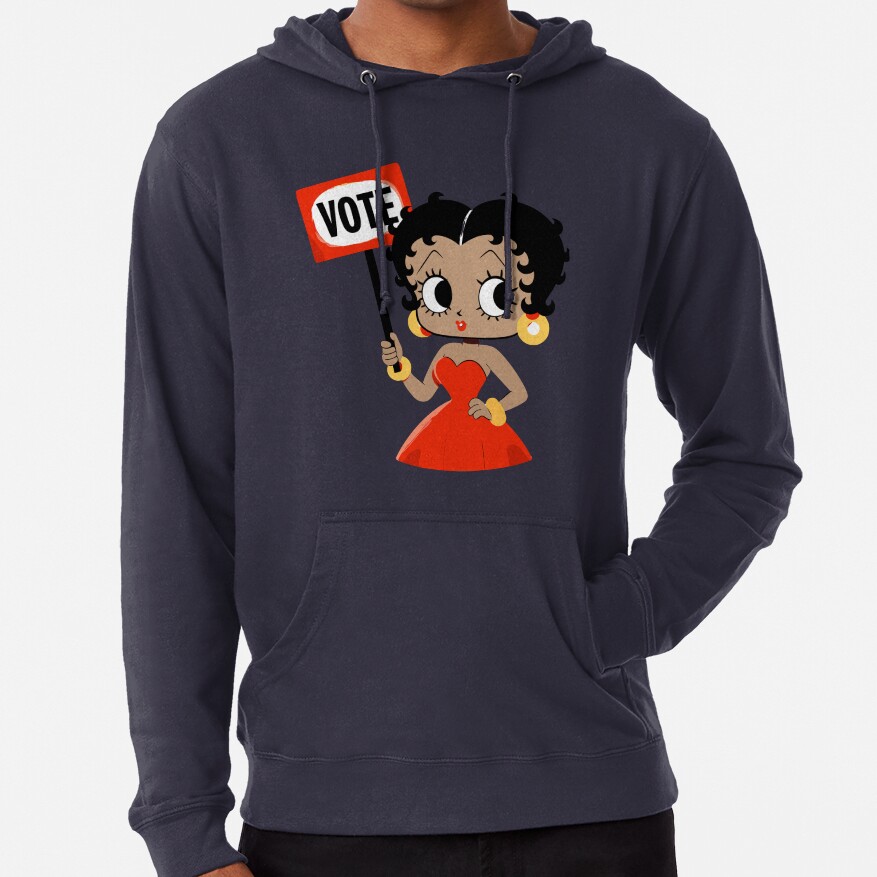 Cute Brown Betty Boop Inspired Vote Design Hoodie - Image 7