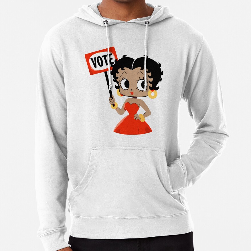 Cute Brown Betty Boop Inspired Vote Design Hoodie - Image 5
