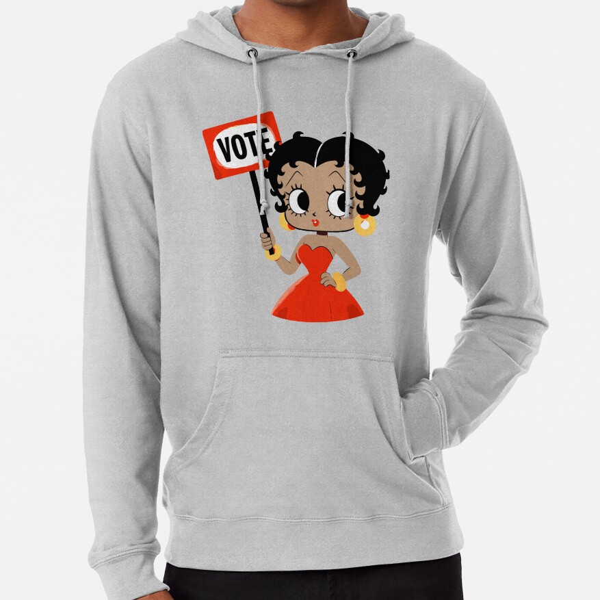 Cute Brown Betty Boop Inspired Vote Design Hoodie - Image 2