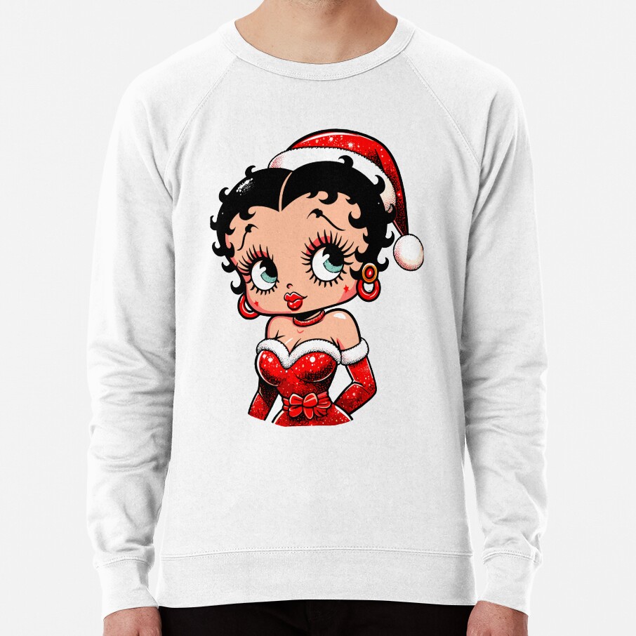 Merry Christmas Cute Betty Boop Design Sweatshirt - Image 7