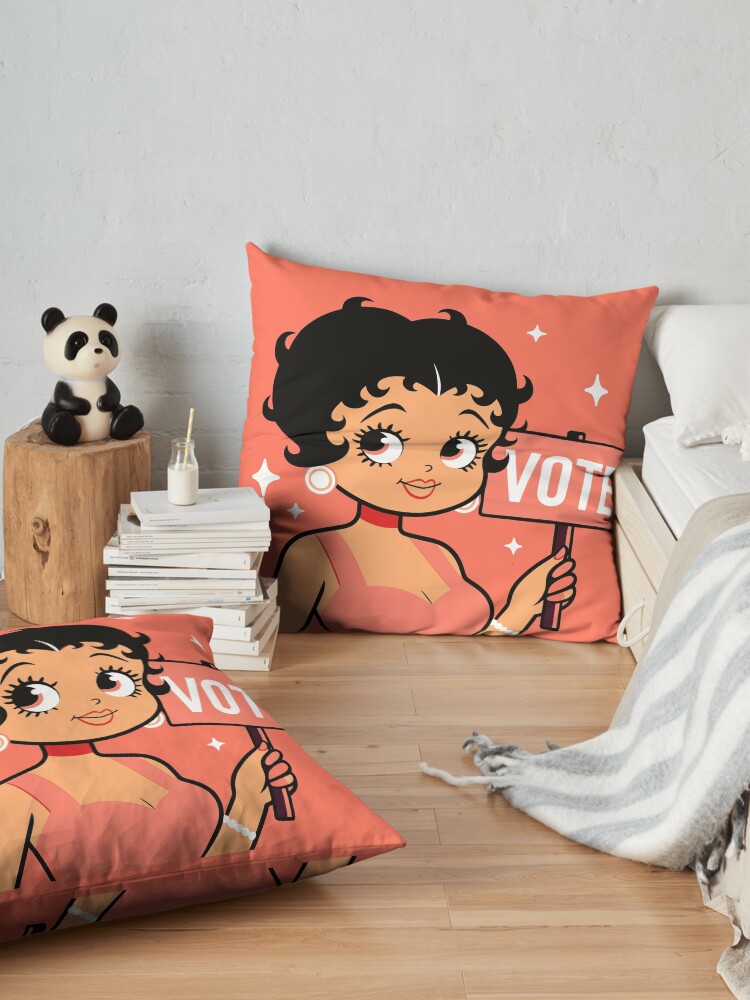 Cute Peach Betty Boop Inspired Vote Design Throw Pillow - Image 2