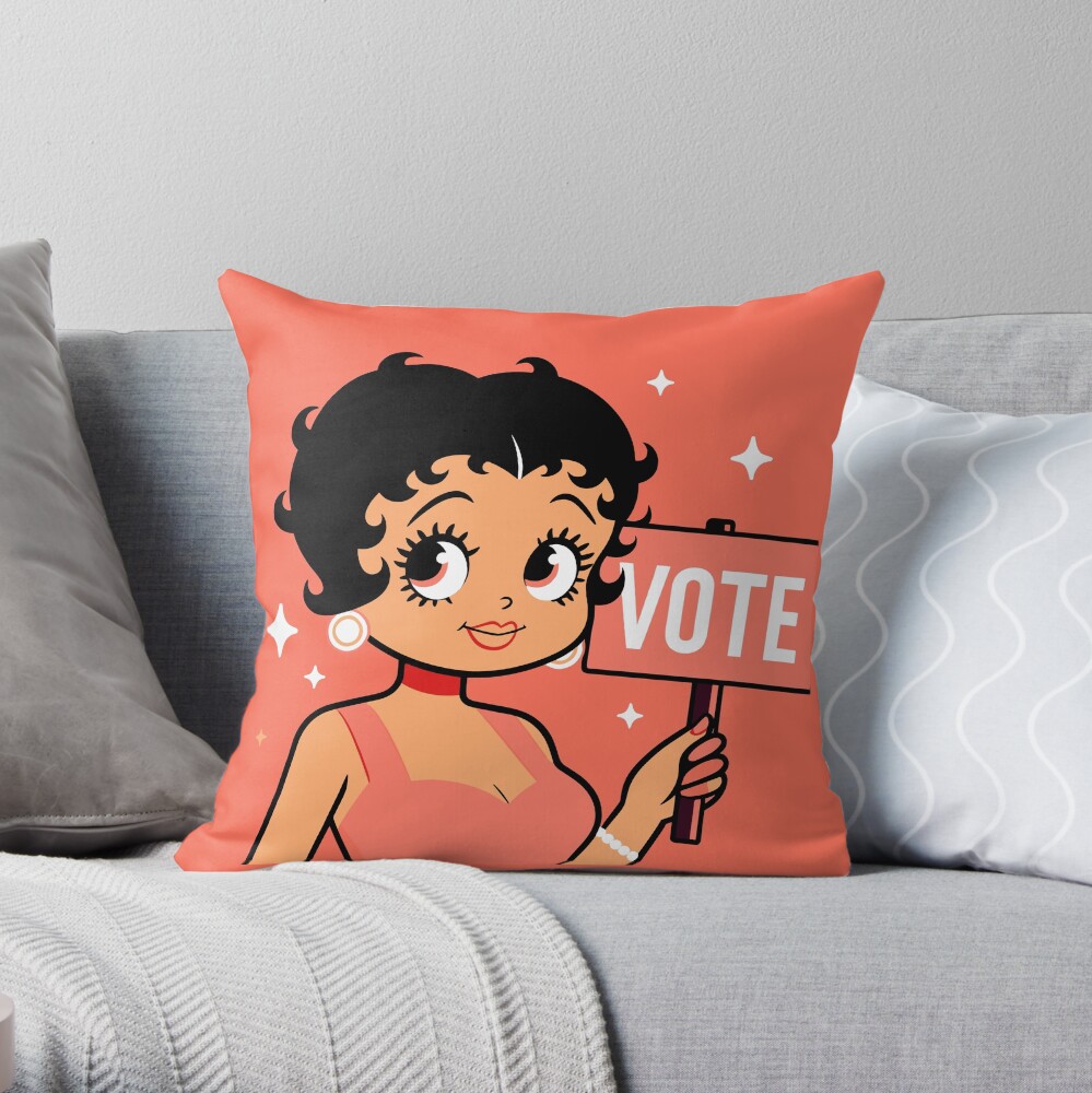 Cute Peach Betty Boop Inspired Vote Design Throw Pillow