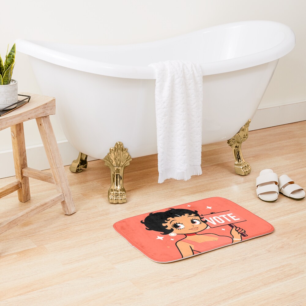 Cute Peach Betty Boop Inspired Vote Design Bath Mat - Image 2