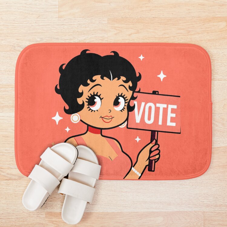 Cute Peach Betty Boop Inspired Vote Design Bath Mat - Image 3