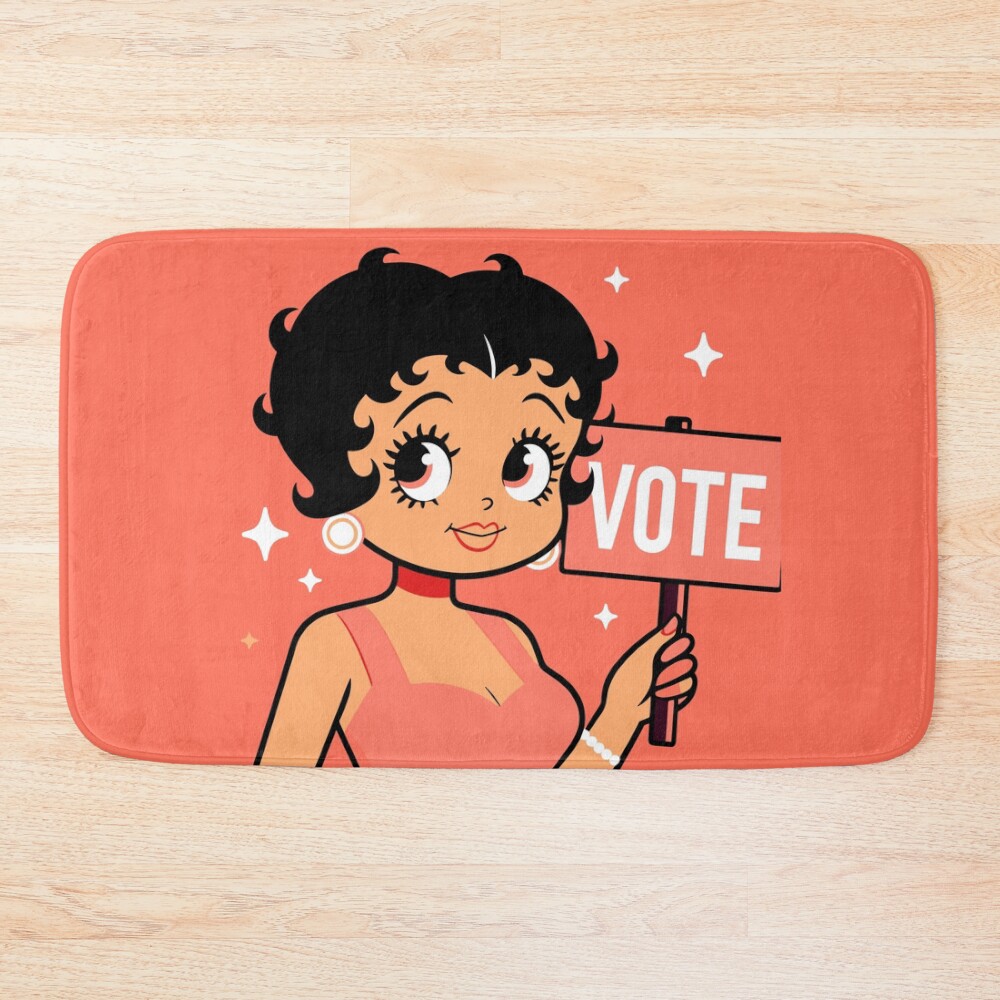 Cute Peach Betty Boop Inspired Vote Design Bath Mat